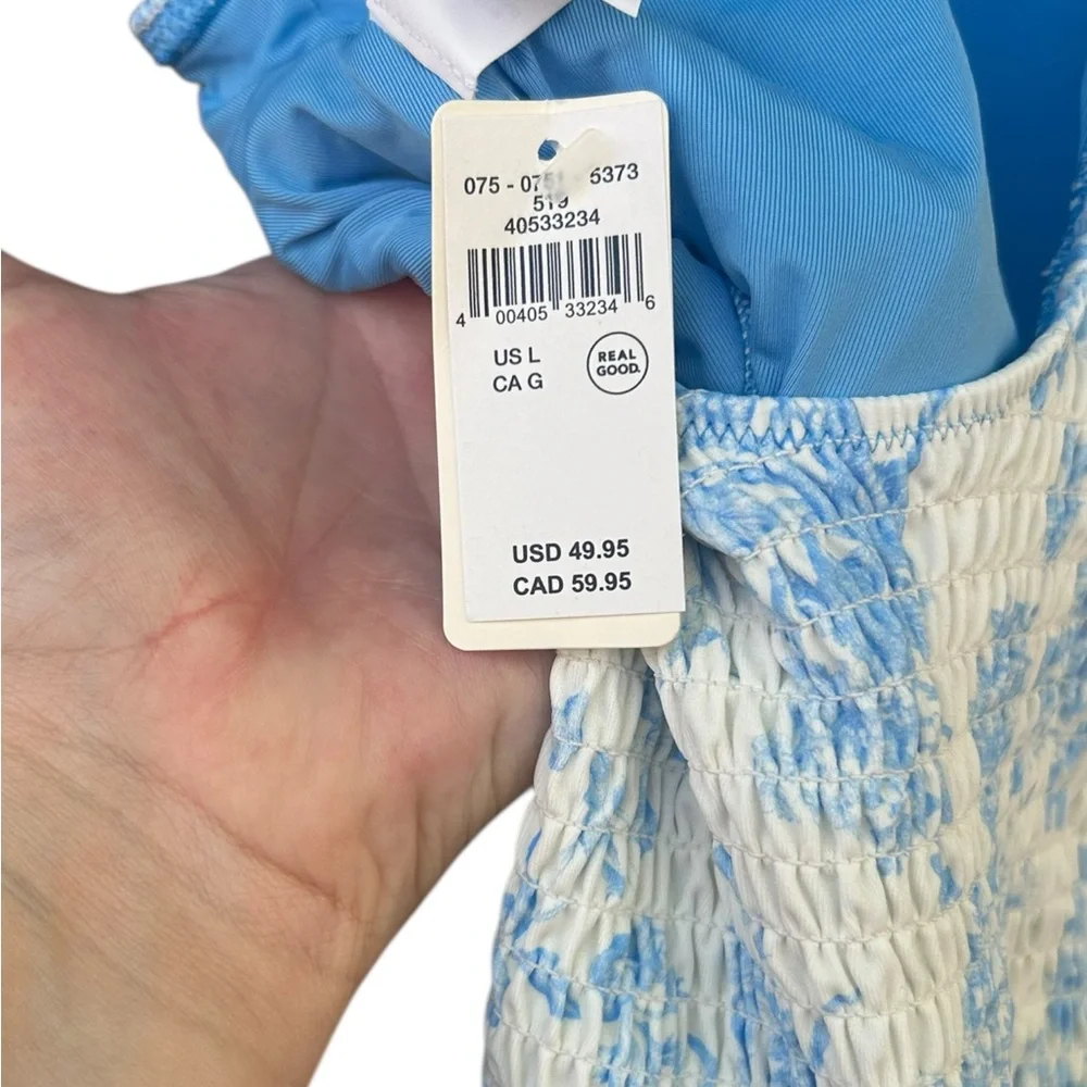 NWT Aerie Smocked Toile Birthday Scoop Cheekiest One Piece Swimsuit - Picture 4 of 6